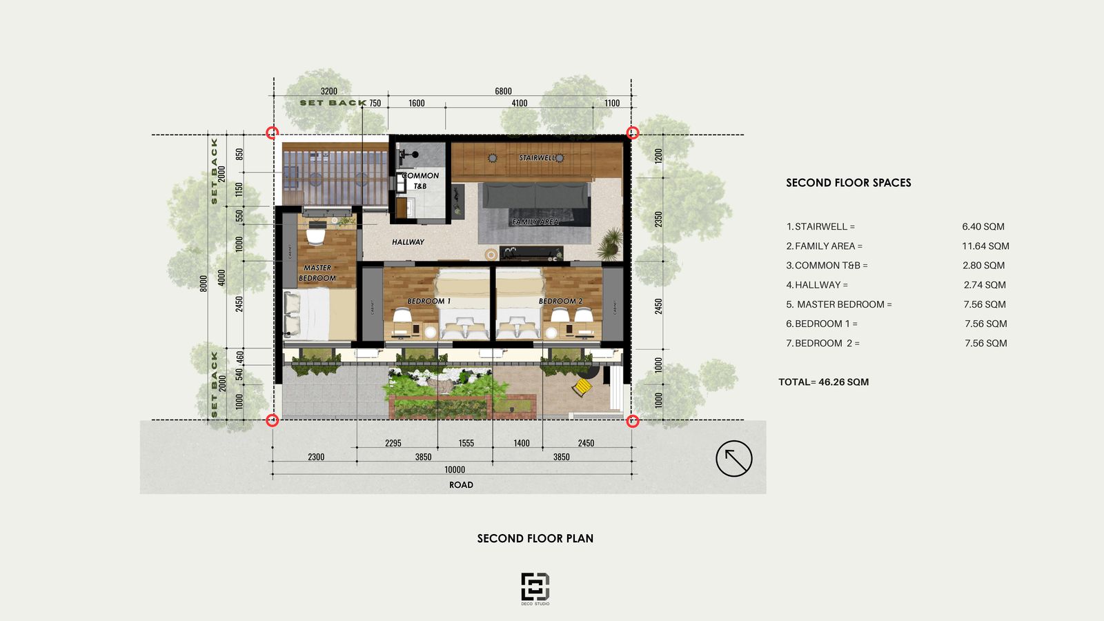 Detailed second-floor plan for Cruz Residence